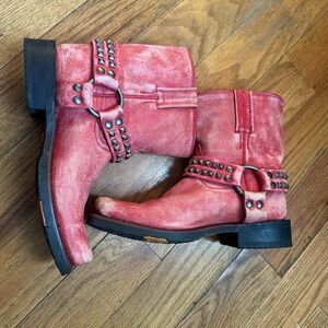 Red vintage Harley Davidson boots